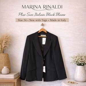 Marina Rinaldi Dark Brown Black Italian Blazer Size 24 NWT